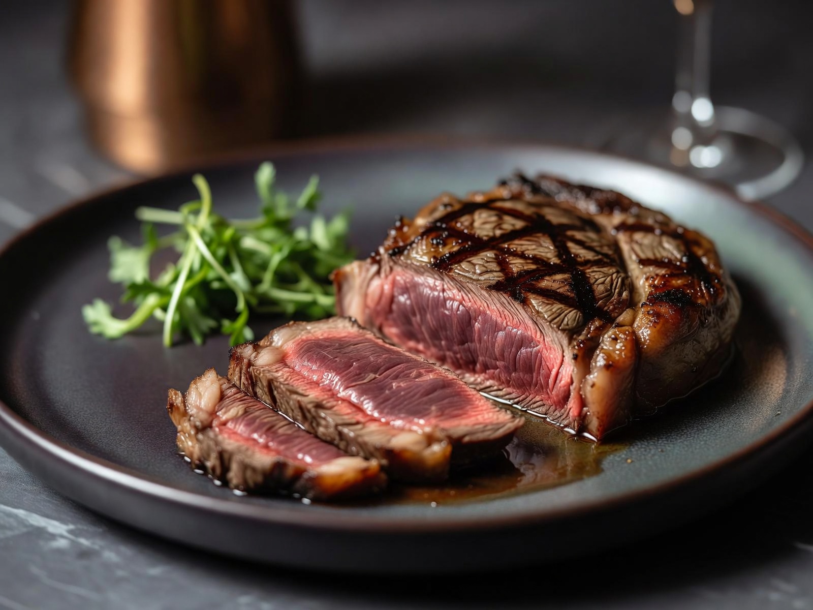 Gegrilltes Angus-Steak, rosa gebraten